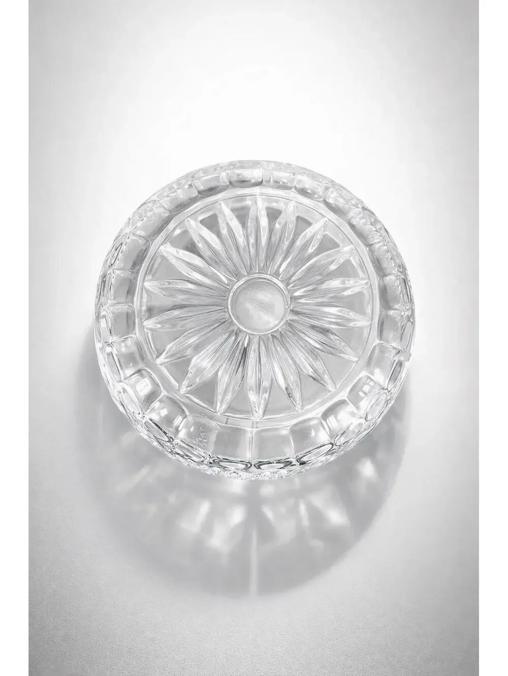 Vintage Clear Cut Glass Decorative Bowl with Floral Motif